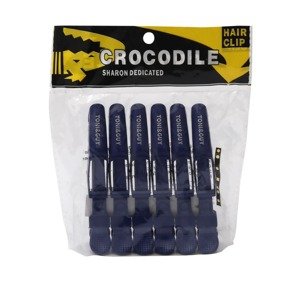 Hair Clip Croco - pevné klipsy na vlasy 11 cm, 6 ks modré