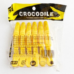 Hair Clip Croco - pevné klipsy na vlasy 11 cm, 6 ks žlté
