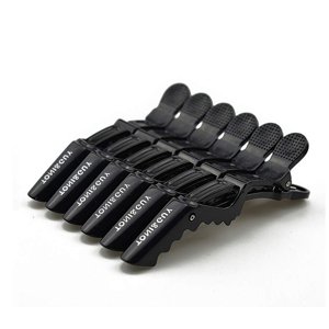 Sibel Hair Clip Croco - pevné klipsy na vlasy, 11 cm, 6 ks, Čierne